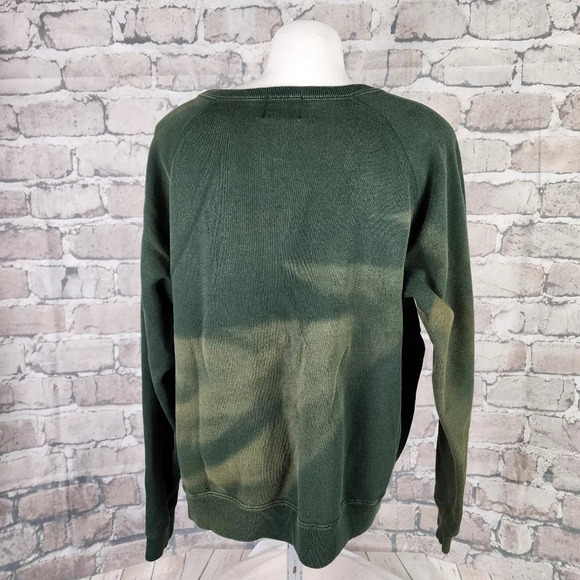 Roots Equestrian Tie Dye Crew Neck Sweatshirt Velveteen Maple Leaf  Logo Green - Picture 9 of 12